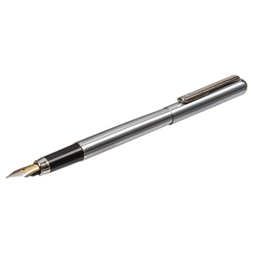 Ручка подарочная перьевая BRAUBERG "Larghetto", корпус серебристый, линия письма 0,25 мм, синяя фото 5