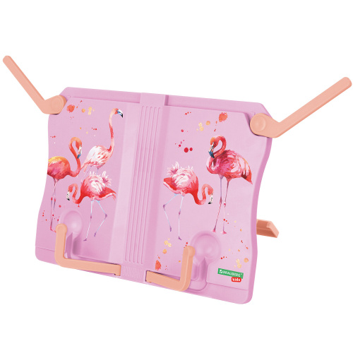 Подставка для книг и учебников BRAUBERG KIDS "Flamingo", регулируемый угол наклона, прочный ABS-пластик