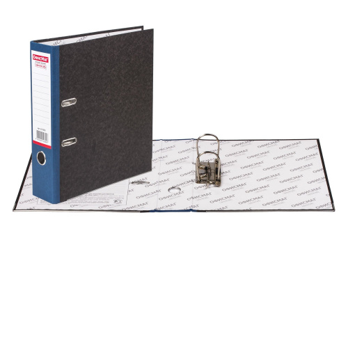 Папка-регистратор ОФИСМАГ, фактура стандарт, с мраморным покрытием, 75 мм, синий корешок фото 10