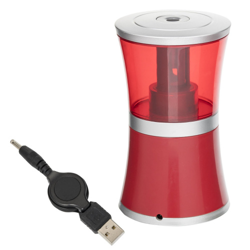Точилка электрическая BRAUBERG "STYLE", питание от USB/4 батареек АА, красная фото 3