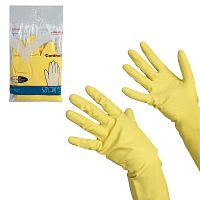 Перчатки хозяйственные резиновые VILEDA "Контракт" с х/б напылением, размер XL , желтые