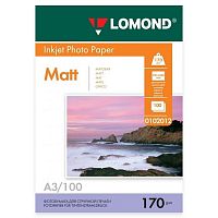 Фотобумага матовая LOMOND, A3, 170 г/м2, 100 листов, двусторонняя