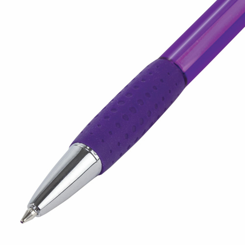 Ручка шариковая автоматическая BRAUBERG SUPER, корпус фиолетовый, линия письма 0,35 мм, синяя фото 3
