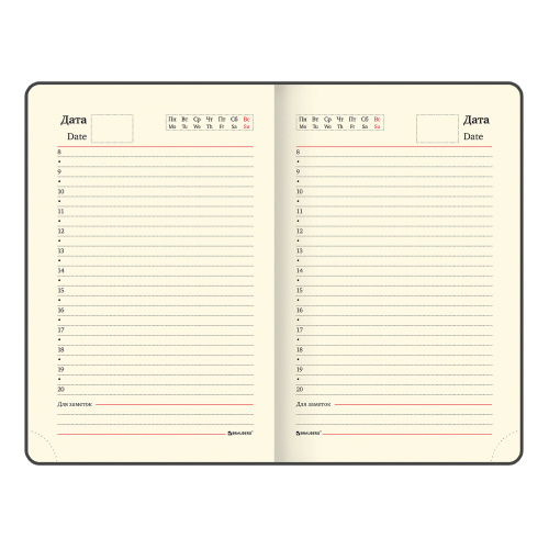 Ежедневник недатированный BRAUBERG "Imperial", А6, 100х150 мм, под кожу, 160 л., бордовый фото 10