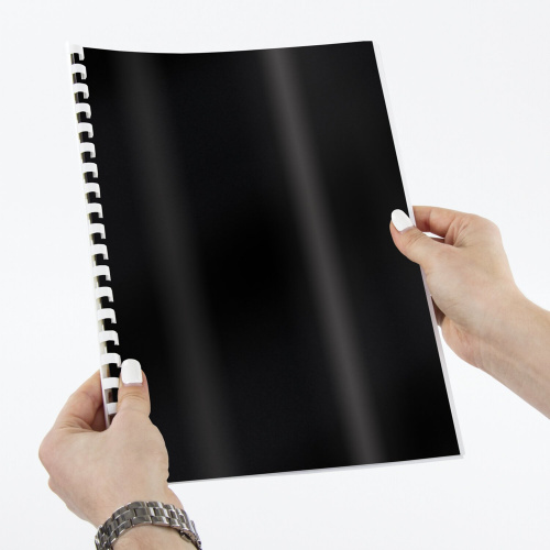 Обложки картонные для переплета BRAUBERG, А4, 100 шт., глянцевые, 250 г/м2, черные фото 2