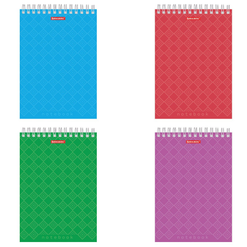 Блокнот BRAUBERG "Классика", А5, (146х205 мм), 60 л., гребень, картон, жесткая подложка, клетка