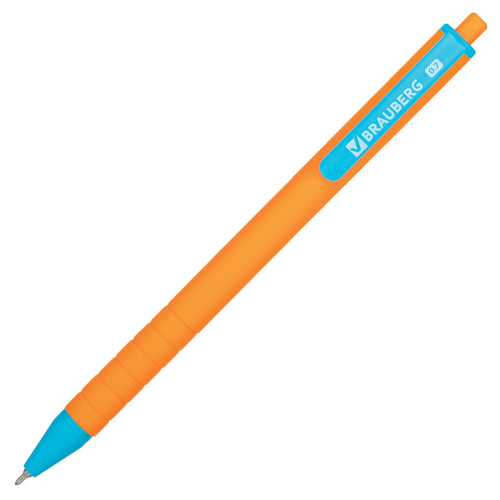 Ручка шариковая автоматическая BRAUBERG "MIX",  корпус ассорти, линия письма 0,35 мм, синяя фото 4