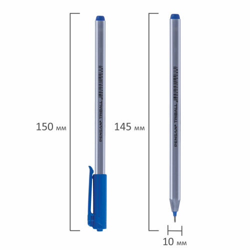 Ручка шариковая масляная PENSAN "Triball", трехгранная, линия письма 0,5 мм, синяя фото 4