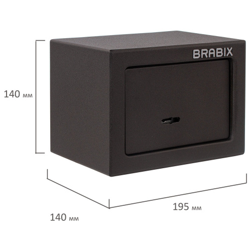 Сейф мебельный BRABIX "SF-140KL", 140х195х140 мм, ключевой замок, черный фото 7