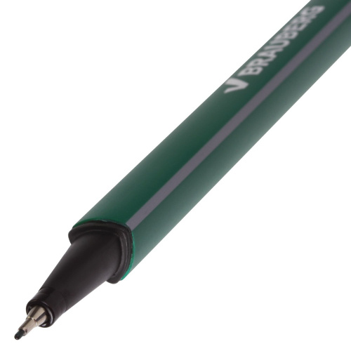 Ручка капиллярная (линер) BRAUBERG "Aero", трехгранная, линия письма 0,4 мм, темно-зеленая фото 2