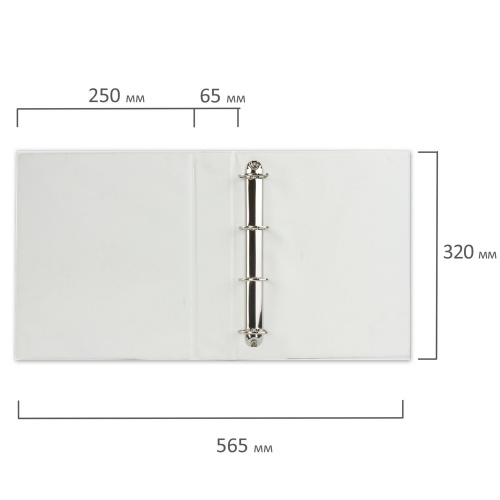 Папка на 4 кольцах BRAUBERG, с передним прозрачным карманом, 65 мм, картон/ПВХ, белая, до 400 листов фото 6