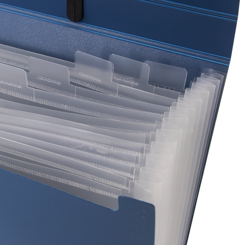 Портфель пластиковый STAFF, А4, 13 отделений, индексные ярлыки, синий фото 5