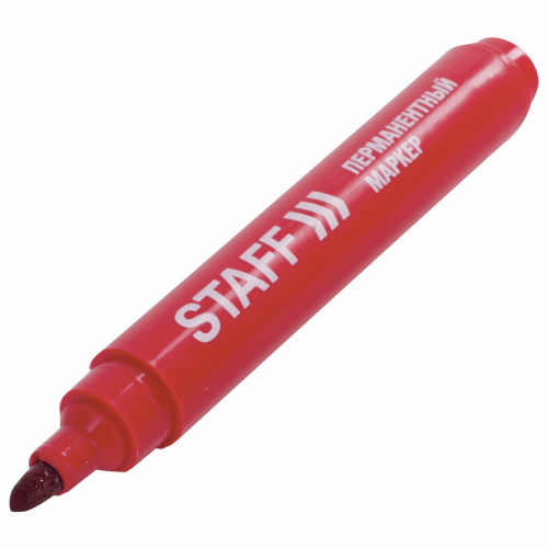 Маркер перманентный (нестираемый) STAFF "Basic", круглый наконечник, 2,5 мм, красный фото 9