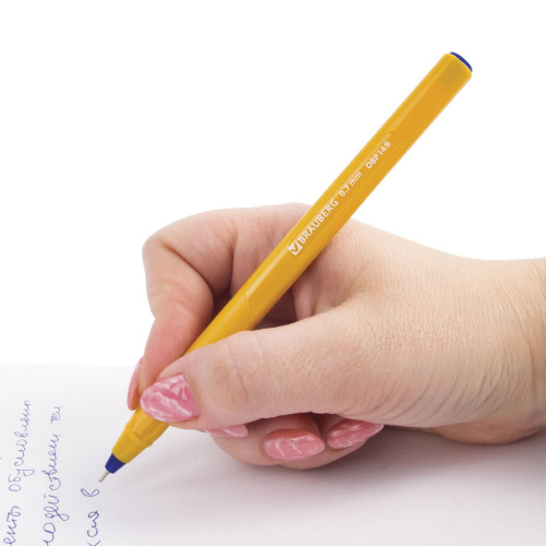 Ручка шариковая масляная BRAUBERG "Extra Glide Orange", трехгранная, линия письма 0,35 мм, синяя фото 5
