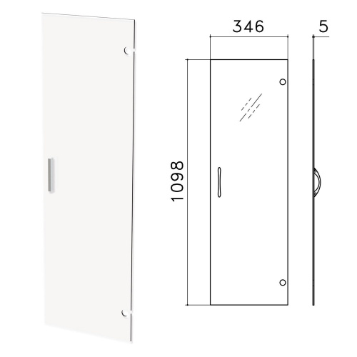 Дверь "Канц", 346х5х1098 мм, без фурнитуры, стекло, средняя