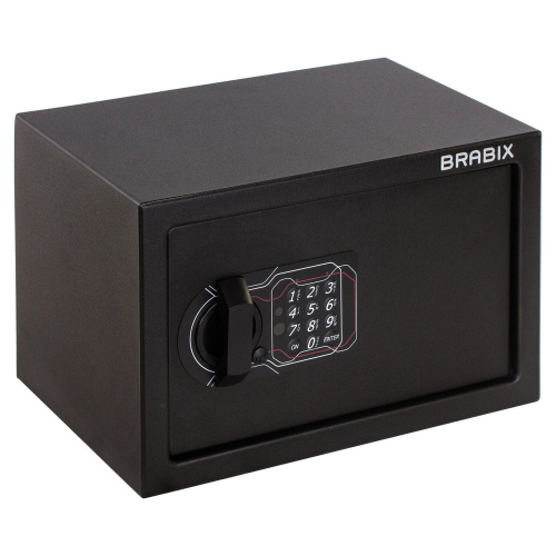 Сейф мебельный BRABIX "SF-200EL", 200х310х200 мм, электронный замок, черный фото 10