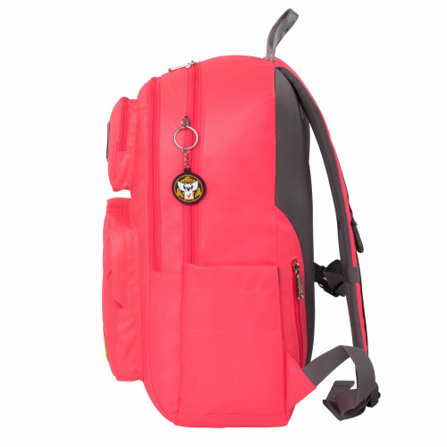 Рюкзак BRAUBERG LIGHT, 47х31х13 см, молодеж, с отделен для ноутбука, нагруд ремешок, неон-коралловый фото 3
