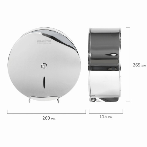 Диспенсер для туалетной бумаги LAIMA PROFESSIONAL INOX, малый, нержавеющая сталь, зеркальный фото 9