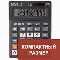 Калькулятор настольный STAFF, 138x103 мм, 10 разрядов, двойное питание