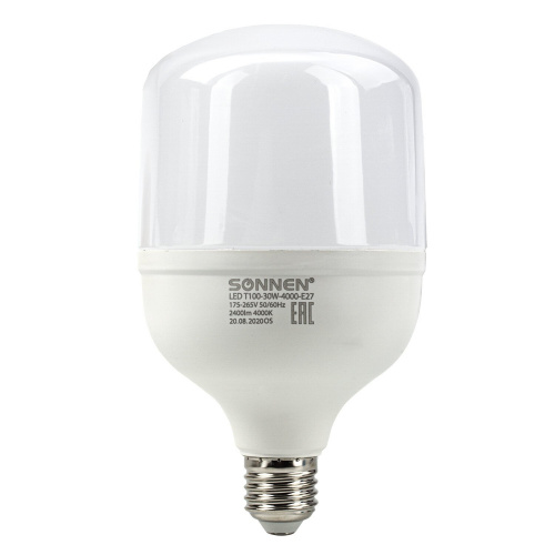 Лампа светодиодная SONNEN, 30 (250) Вт, цоколь Е27, цилиндр, нейтральный белый, 30000 ч фото 2