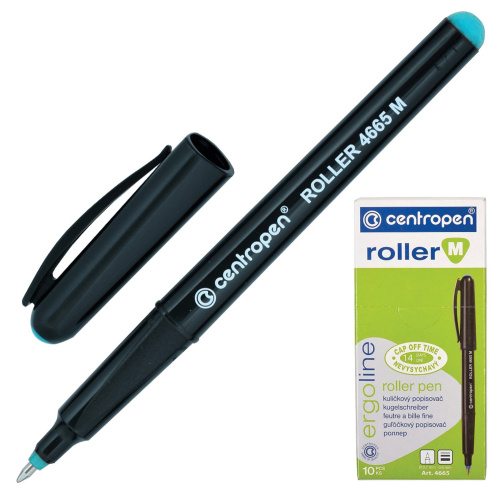 Ручка-роллер CENTROPEN, трехгранная, корпус черный, узел 0,7 мм, линия письма 0,6 мм,зеленая фото 2
