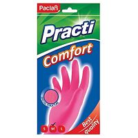 Перчатки хозяйственные латексные PACLAN "Practi Comfort", размер M, розовые