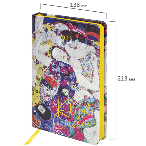 Ежедневник датированный 2023 BRAUBERG "Vista" "Klimt Gustav", А5, 138x213 мм, под кожу фото 3