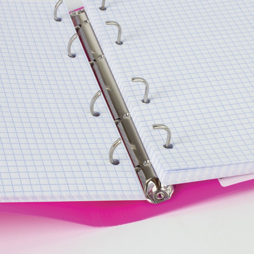 Тетрадь на кольцах BRAUBERG, А5, 175х220 мм, 120 л., пластик, клетка, с резинкой, розовая фото 2