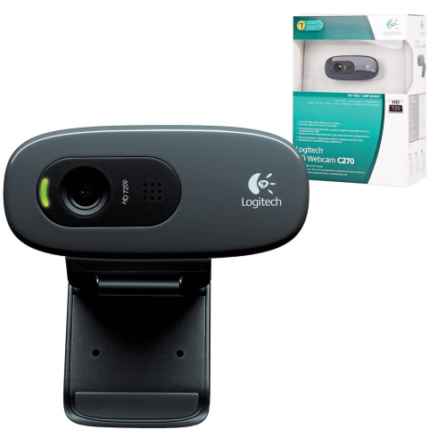 Веб-камера LOGITECH, 1/3 Мпикс., микрофон, USB 2.0, черная, регулируемый крепеж