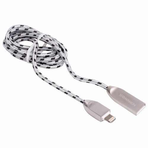Кабель SONNEN Premium, USB 2.0-Lightning, 1 м, медь, для iPhone/iPad, передача данных и зарядка фото 8