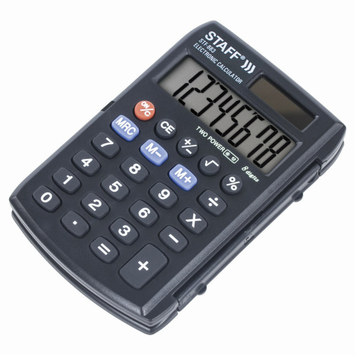 Калькулятор карманный STAFF STF-883, 95х62 мм, 8 разрядов, двойное питание фото 2