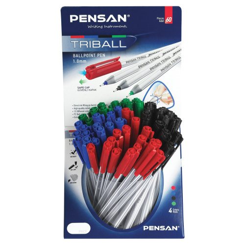 Ручка шариковая масляная PENSAN "Triball Colored", классические цвета, ассорти фото 6