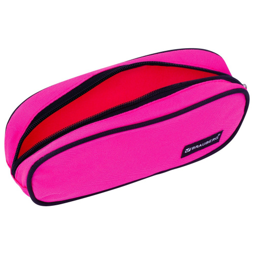 Пенал-косметичка BRAUBERG "Pink", 22х9х5 см, овальный, полиэстер фото 4