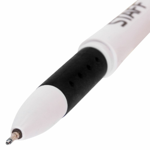 Ручка гелевая с грипом STAFF "Manager", корпус белый, игольчатый узел 0,5 мм, черная фото 7