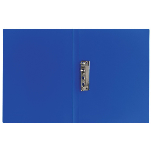 Папка с боковым металлическим прижимом BRAUBERG, стандарт, до 100 листов, 0,6 мм, синяя фото 2