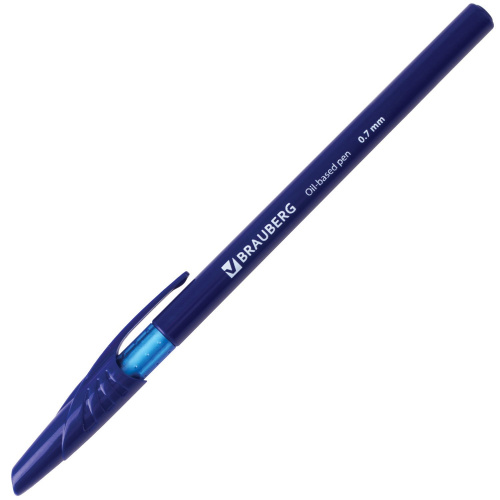 Ручка шариковая масляная BRAUBERG "Oil Base", корпус синий, линия письма 0,35 мм, синяя фото 3