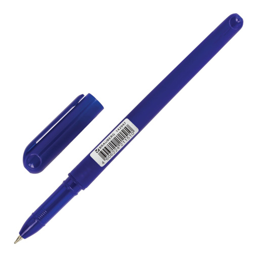 Ручка шариковая масляная BRAUBERG "Fine", корпус синий, линия письма 0,35 мм, синяя фото 7