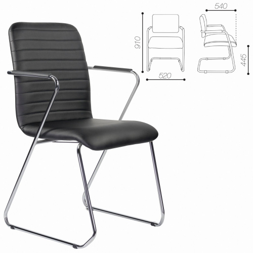 Кресло для приемных и переговорных BRABIX "Visit CF-101", хром, экокожа, черное фото 2