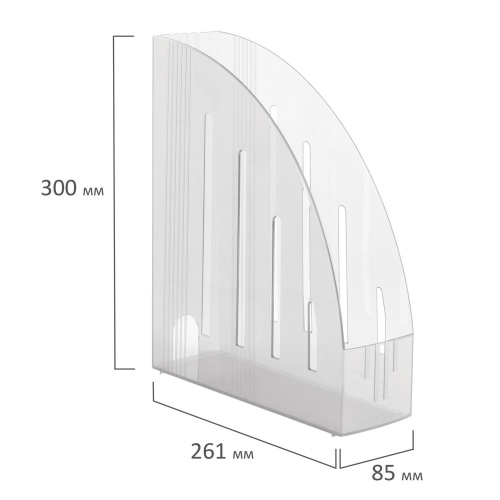 Лоток вертикальный для бумаг BRAUBERG "Energy", 261х85х300 мм, эргономичная форма, прозрачный фото 5
