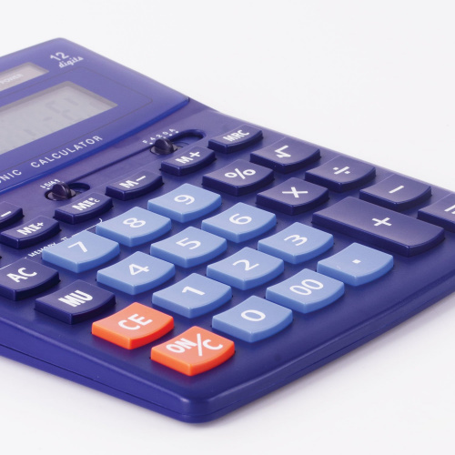 Калькулятор настольный STAFF, 200х150 мм, 12 разрядов, двойное питание, синий фото 4
