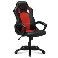 Кресло компьютерное BRABIX "Rider EX-544", экокожа черная/ткань красная