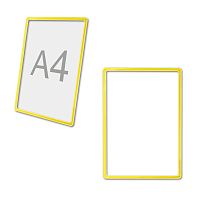 Рамка для ценников, рекламы и объявлений NO NAME, А4, желтая, без защитного экрана