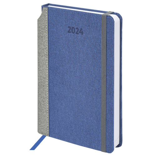 Ежедневник датированный 2024 А5 138x213 мм, BRAUBERG "Mosaic", под кожу, синий, 114904 фото 6