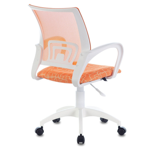 Кресло BRABIX "Fly MG-396W", с подлокотниками, пластик белый, сетка, оранжевое с рисунком фото 2