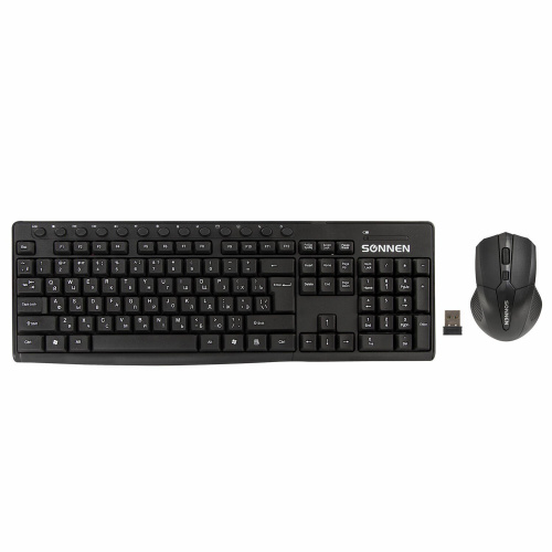 Набор беспроводной SONNEN K-648, клавиатура 117 клавиш, мышь 4 кнопки, 1600 dpi, черный фото 9