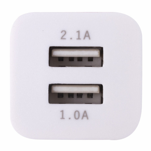 Зарядное устройство сетевое SONNEN, 220 В, 2 порта USB, выходной ток 2,1 А, белое фото 5
