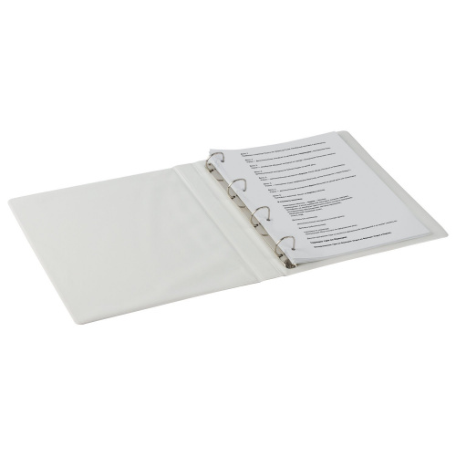 Папка на 4 кольцах BRAUBERG, с передним прозрачным карманом, 35 мм, картон/ПВХ, белая, до 180 листов фото 5