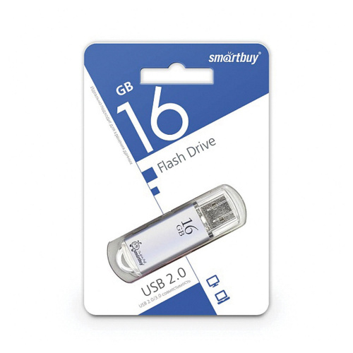 Флеш-диск SMARTBUY V-Cut, 16 GB, USB 2.0, металлический корпус, серебристый фото 3