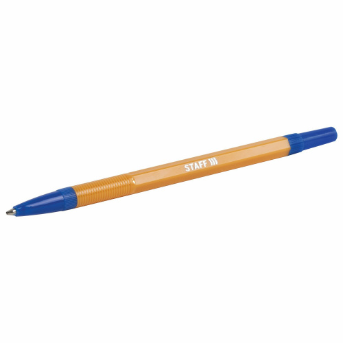 Ручка шариковая STAFF "Basic Orange BP-03", корпус оранжевый, линия письма 0,5 мм, синяя фото 7
