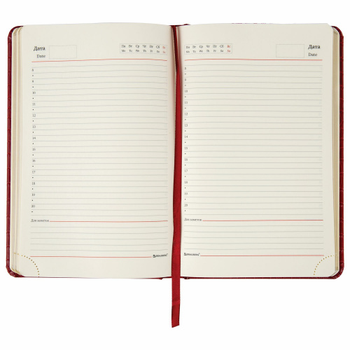 Ежедневник недатированный BRAUBERG "Comodo", А5, 138х213 мм  под кожу, 160 л., красный фото 6